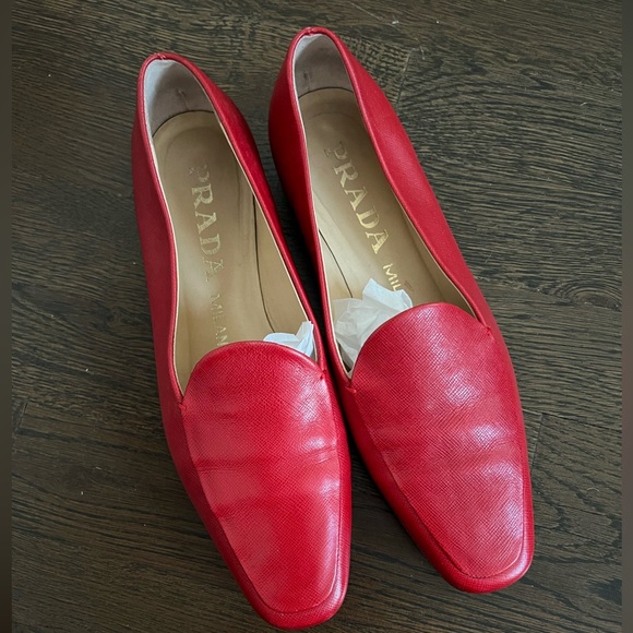 Prada Red Loafers - Picture 1 of 5